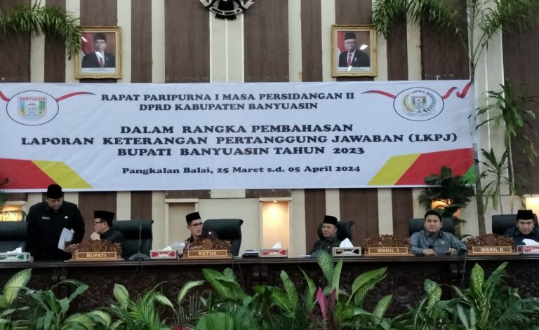 Dewan Dengarkan  Penyampaian Nota Pengantar LKPJ Bupati Banyuasin Tahun 2023