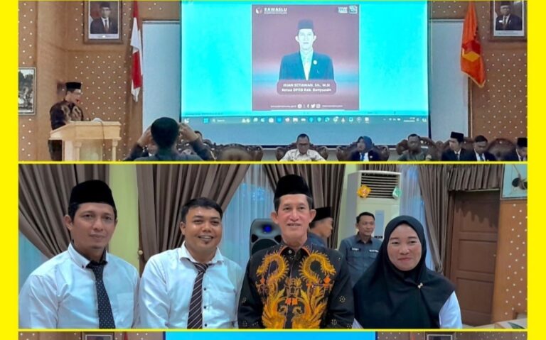 Ketua DPRD Banyuasin Hadiri Pelantikan dan Pembekalan 63 Anggota Panwaslu Kecamatan