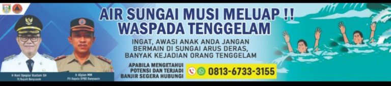 Waspada Arus Deras! BPBD Banyuasin Minta Orang Tua Awasi Anak Saat Banjir, Hindari Bermain di Sungai