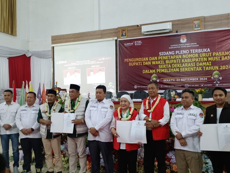 Cabut Undian Paslon Bupati dan Wabup, Musi Banyuasin, Lusapar No Urut 1:dan Toharoh No Urut 2