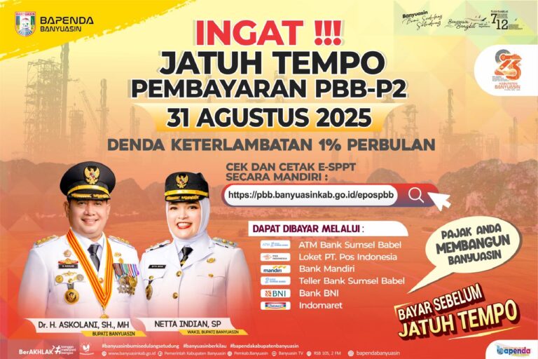 Warga Banyuasin Diimbau Bayar PBB Tepat Waktu, Terlambat Denda 1 Persen per Bulan