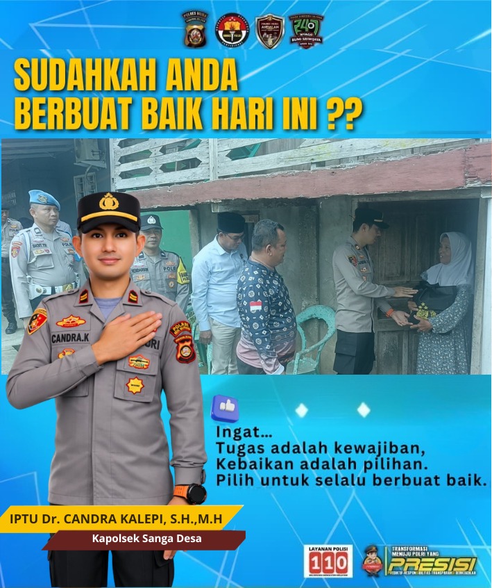 Sebagai Wujud Kepedulian Kepada Sesama, Polsek Sanga Desa Membagikan Alquran,Mukena dan paket sembako 