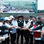 ‎Dukung Ketahanan Pangan, Tanam Padi Serentak Digelar di Lahan Cetak Sawah Rakyat Banyuasin