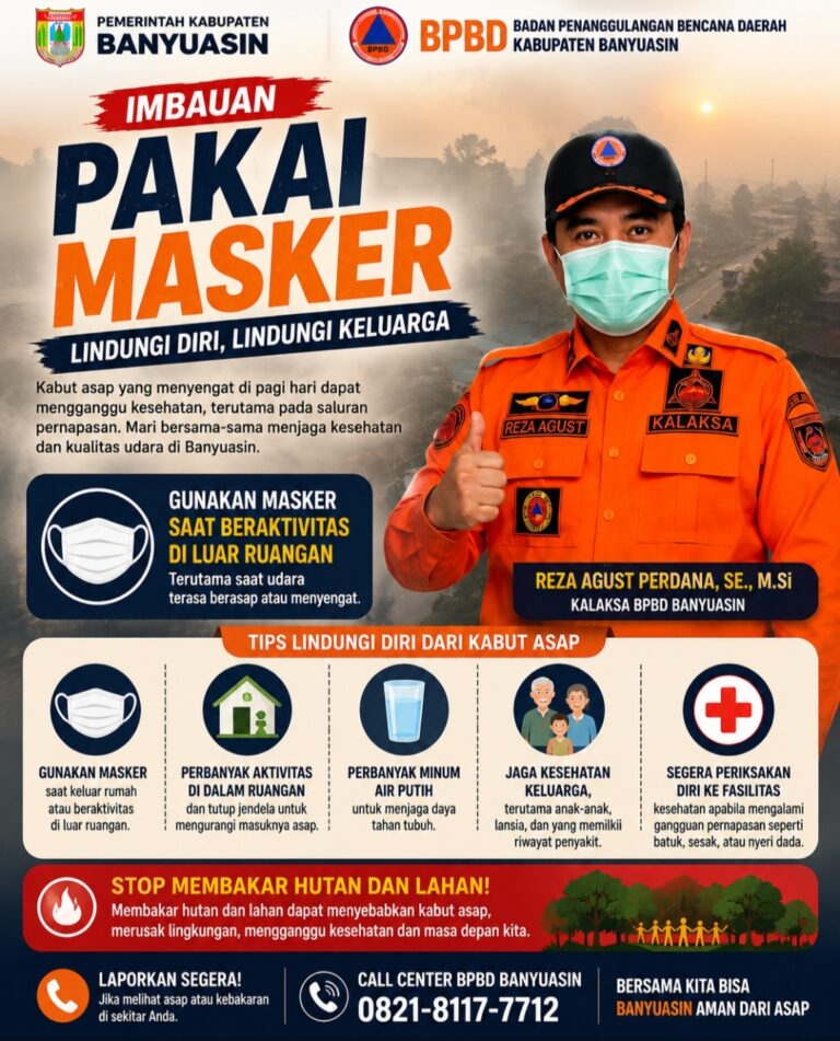 Kabut Asap, Dinkes Banyuasin Ingatkan Warga Pakai Masker