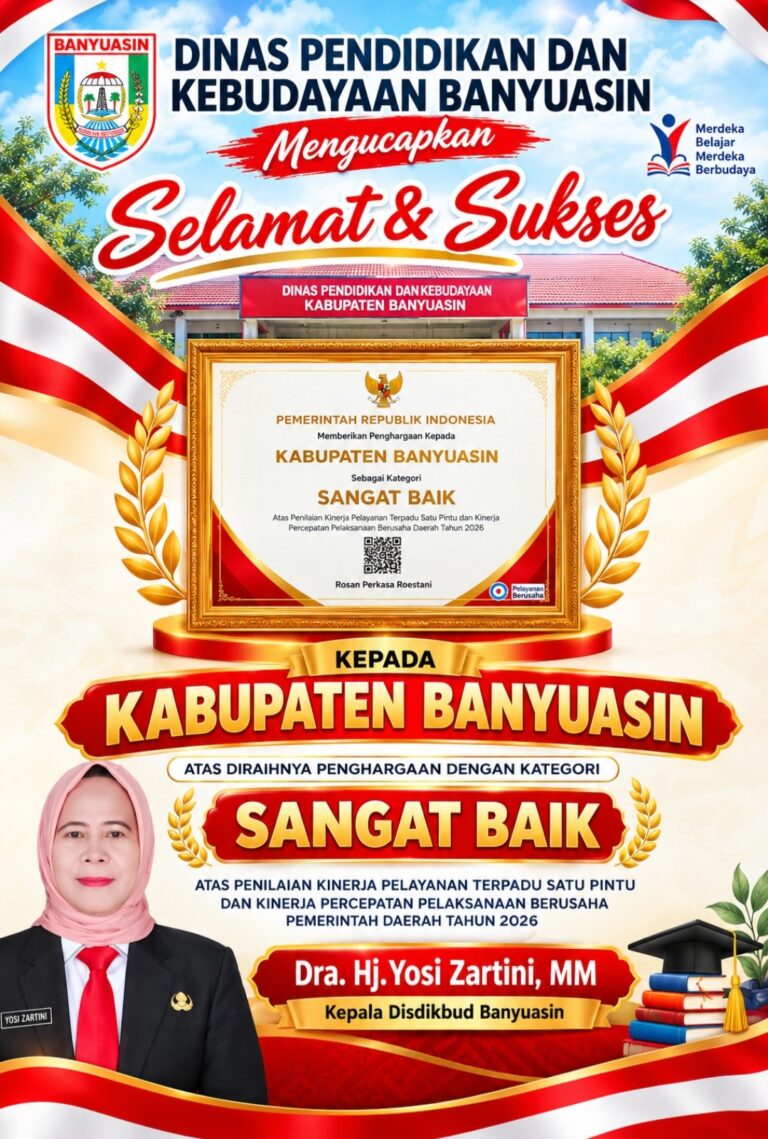 Disdikbud Banyuasin Apresiasi Penghargaan Kategori Sangat Baik atas Kinerja Pelayanan Publik Tahun 2026